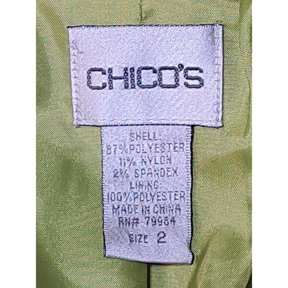 Chicos Size 2 Retro Spring Green Baby Corduroy Ruffle collar Open Front jacket - Picture 3 of 9